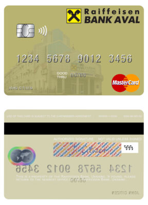 Fillable Ukraine Raiffeisen Bank mastercard Templates