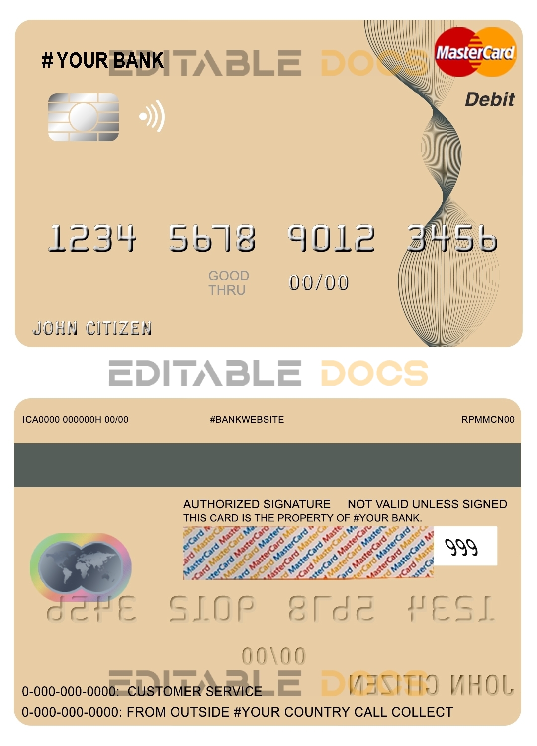 Fillable abstractaza universal multipurpose bank mastercard debit credit card Templates | Layer-Based PSD