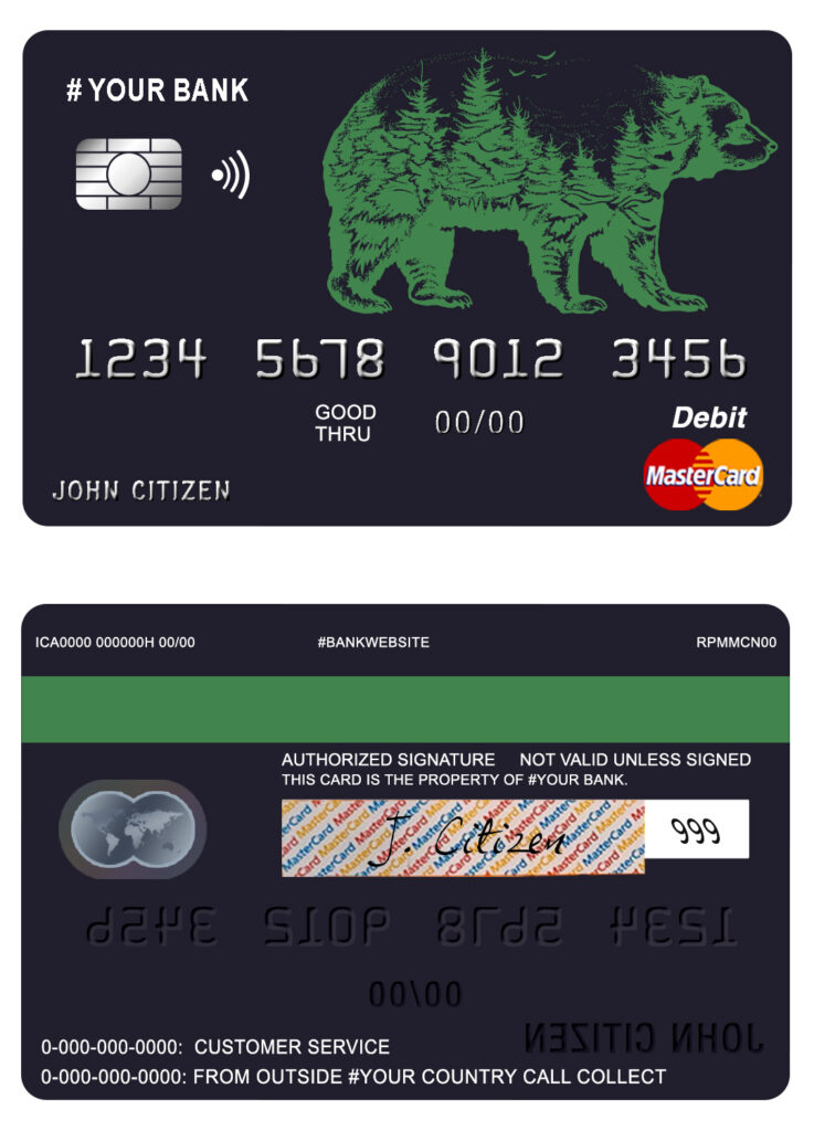 Fillable alpine bear universal multipurpose bank mastercard debit credit card Templates