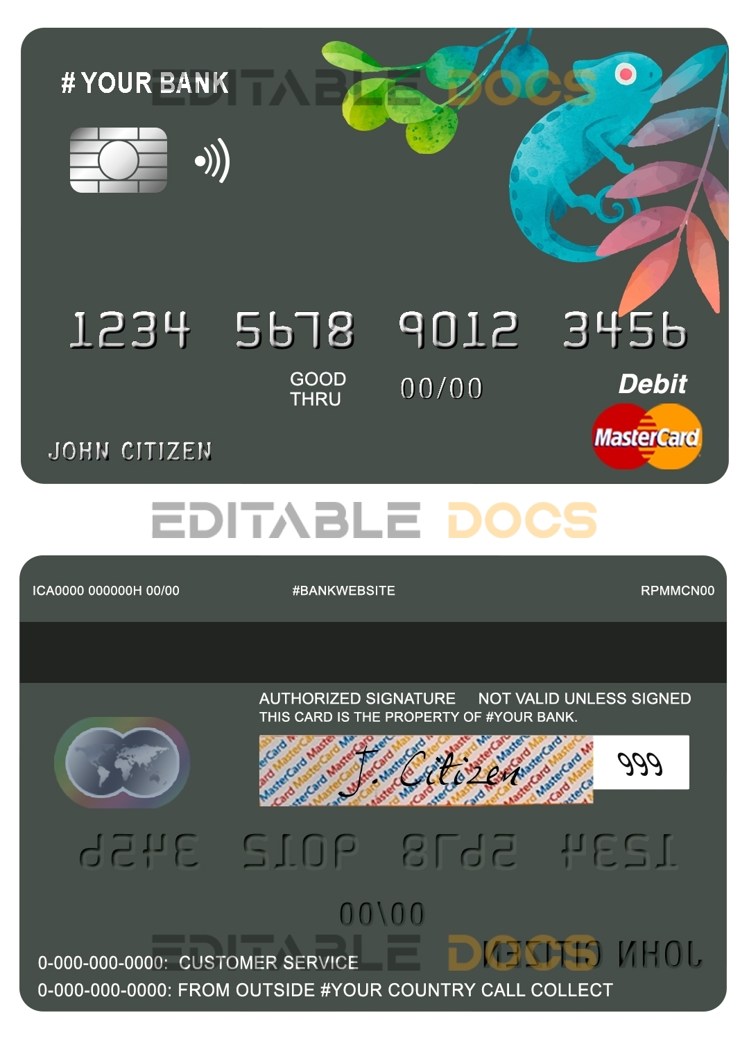 Fillable bueno tropical universal multipurpose bank mastercard debit credit card Templates | Layer-Based PSD