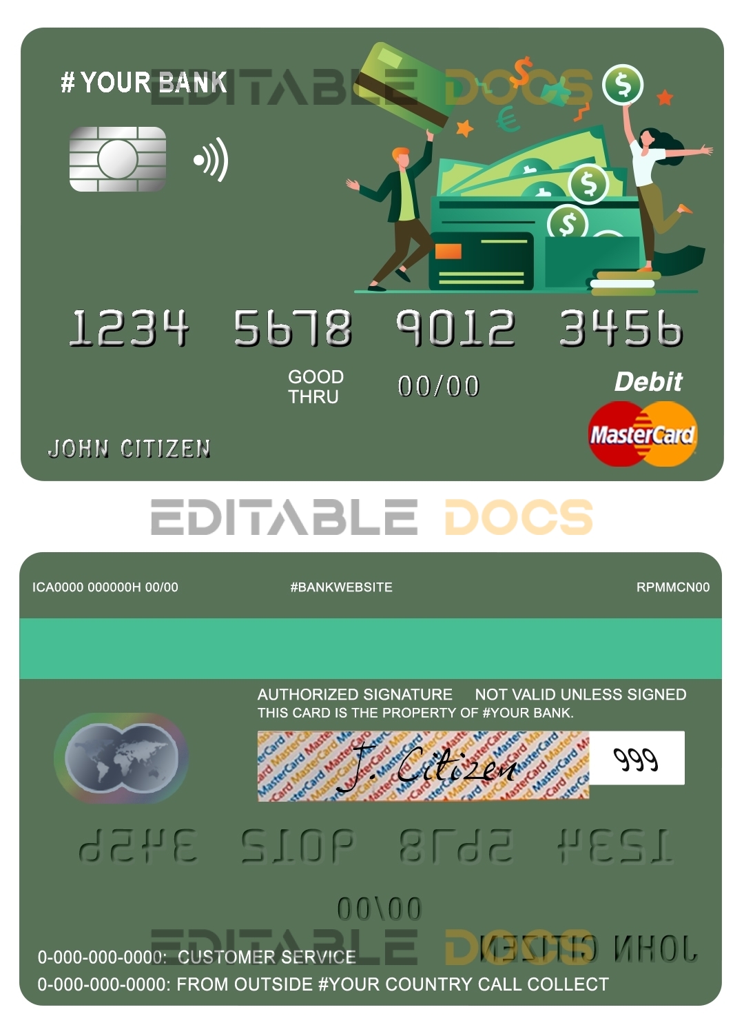 Fillable click money universal multipurpose bank mastercard debit credit card Templates | Layer-Based PSD
