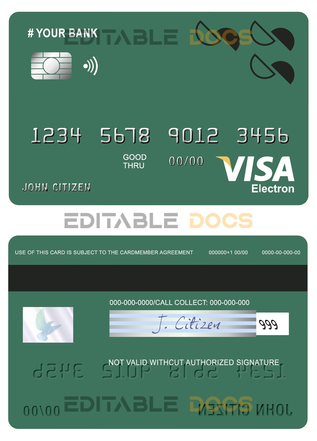 Fillable creations line universal visa electron card Templates | Layer-Based PSD