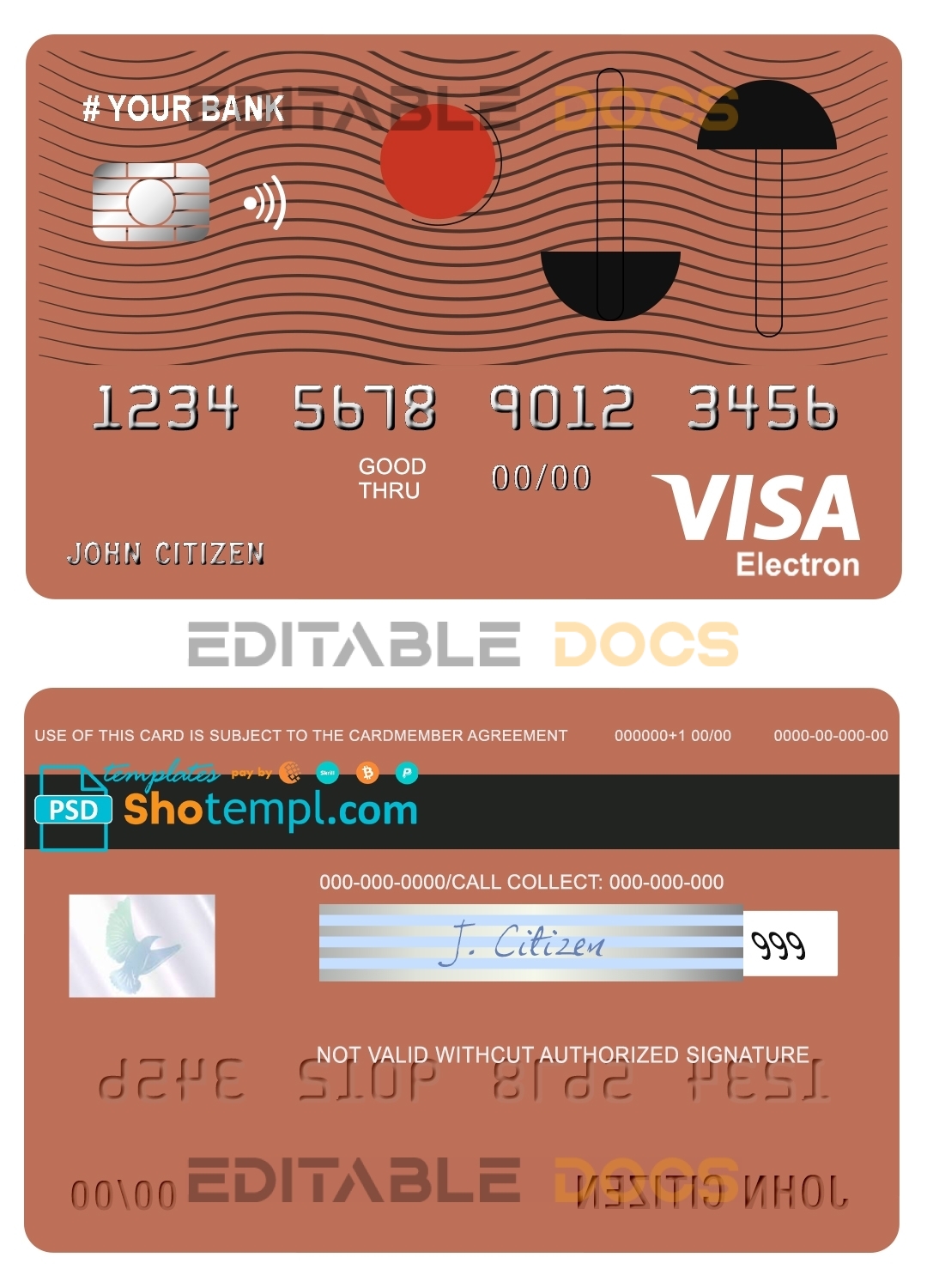 Fillable culture abstract universal visa electron card Templates | Layer-Based PSD