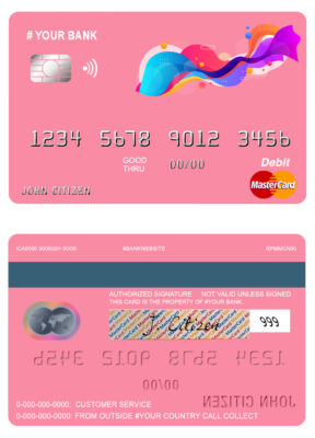 Fillable draw colorful universal multipurpose bank mastercard debit credit card Templates