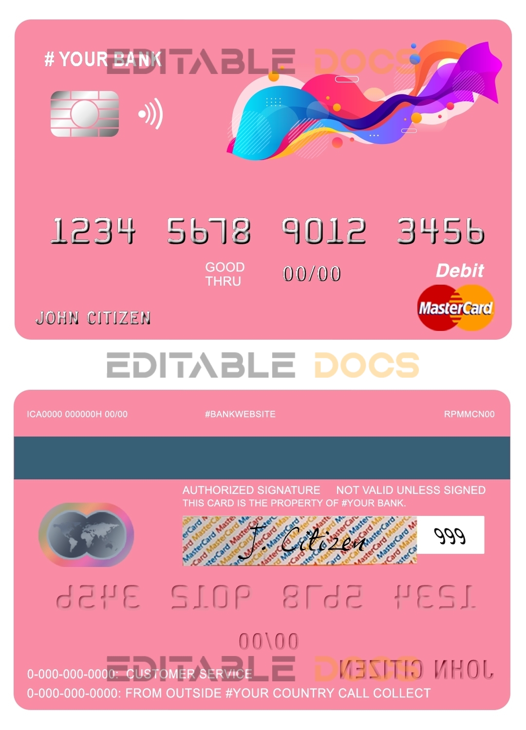 Fillable draw colorful universal multipurpose bank mastercard debit credit card Templates | Layer-Based PSD