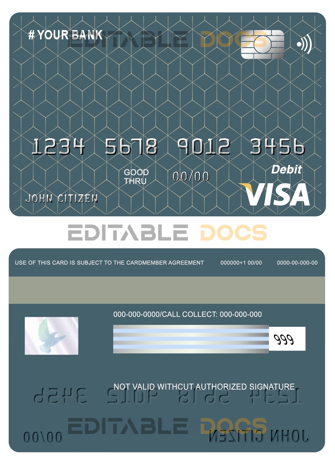 Fillable geometric simple universal visa card Templates | Layer-Based PSD