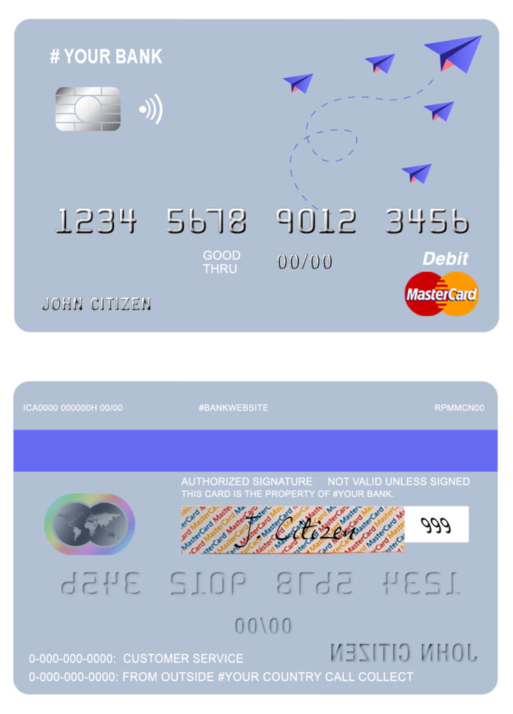 Fillable medium trip universal multipurpose bank mastercard debit credit card Templates | Layer-Based PSD