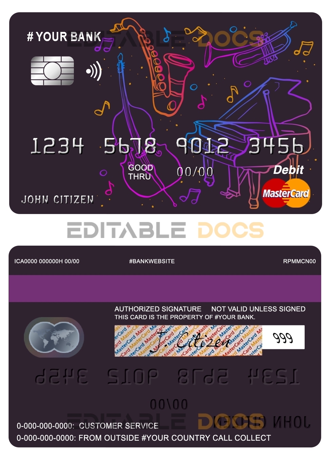 Fillable moonlight instrumental universal multipurpose bank mastercard debit credit card Templates | Layer-Based PSD