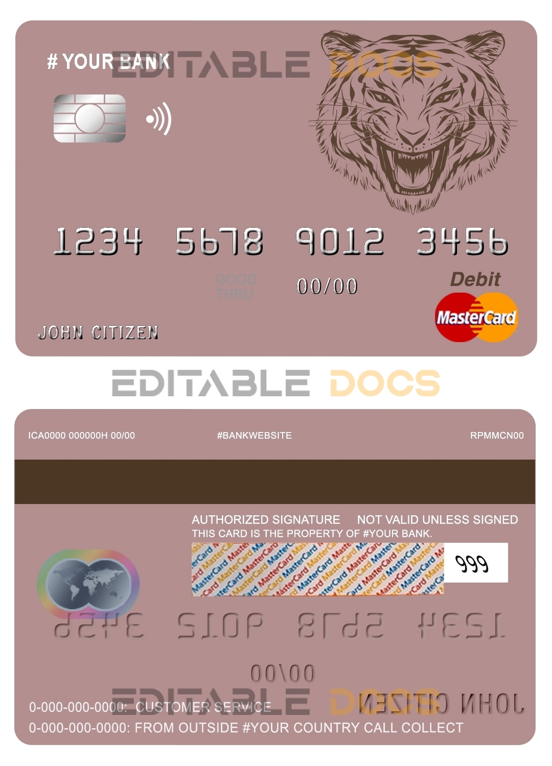 Fillable tigarara universal master card Templates | Layer-Based PSD