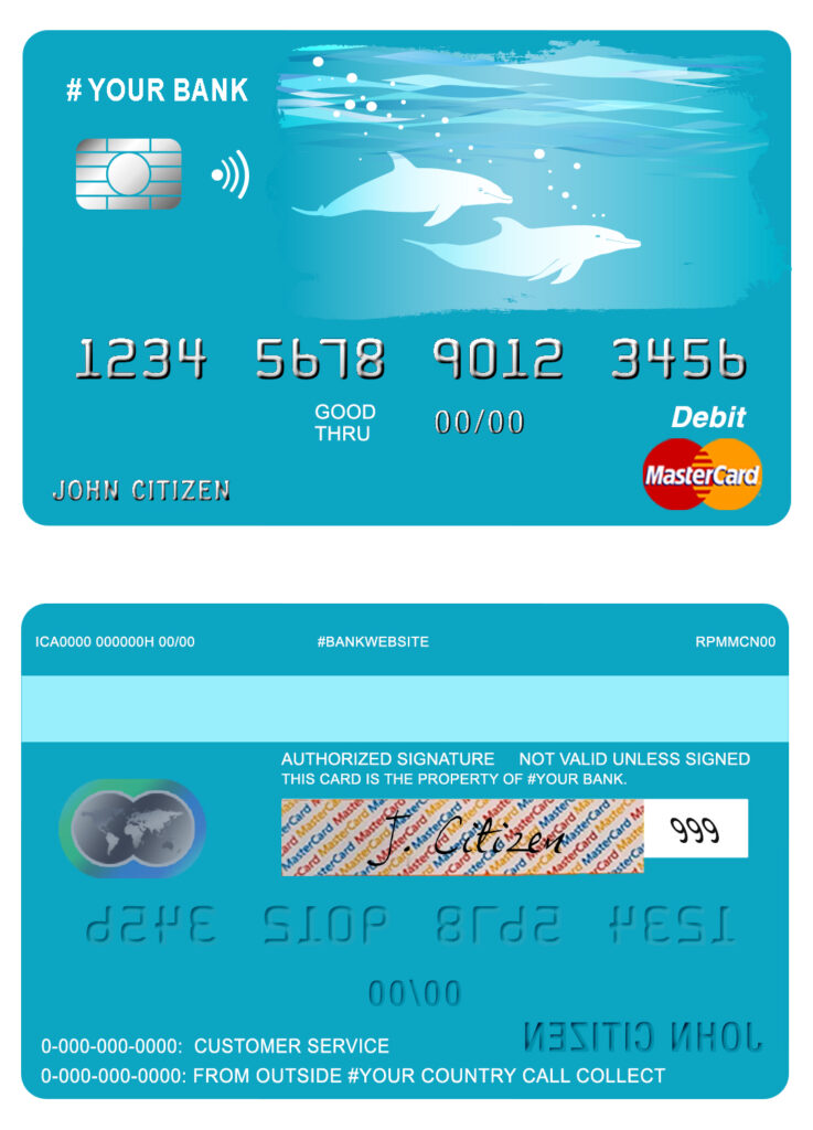 Fillable wander dolphins universal master card Templates