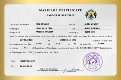 Gabon Marriage Certificate | Editable PSD Templates