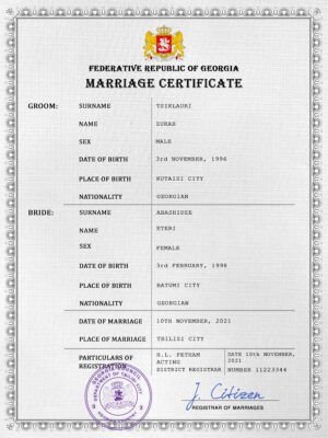 Georgia Marriage Certificate Editable PSD Templates