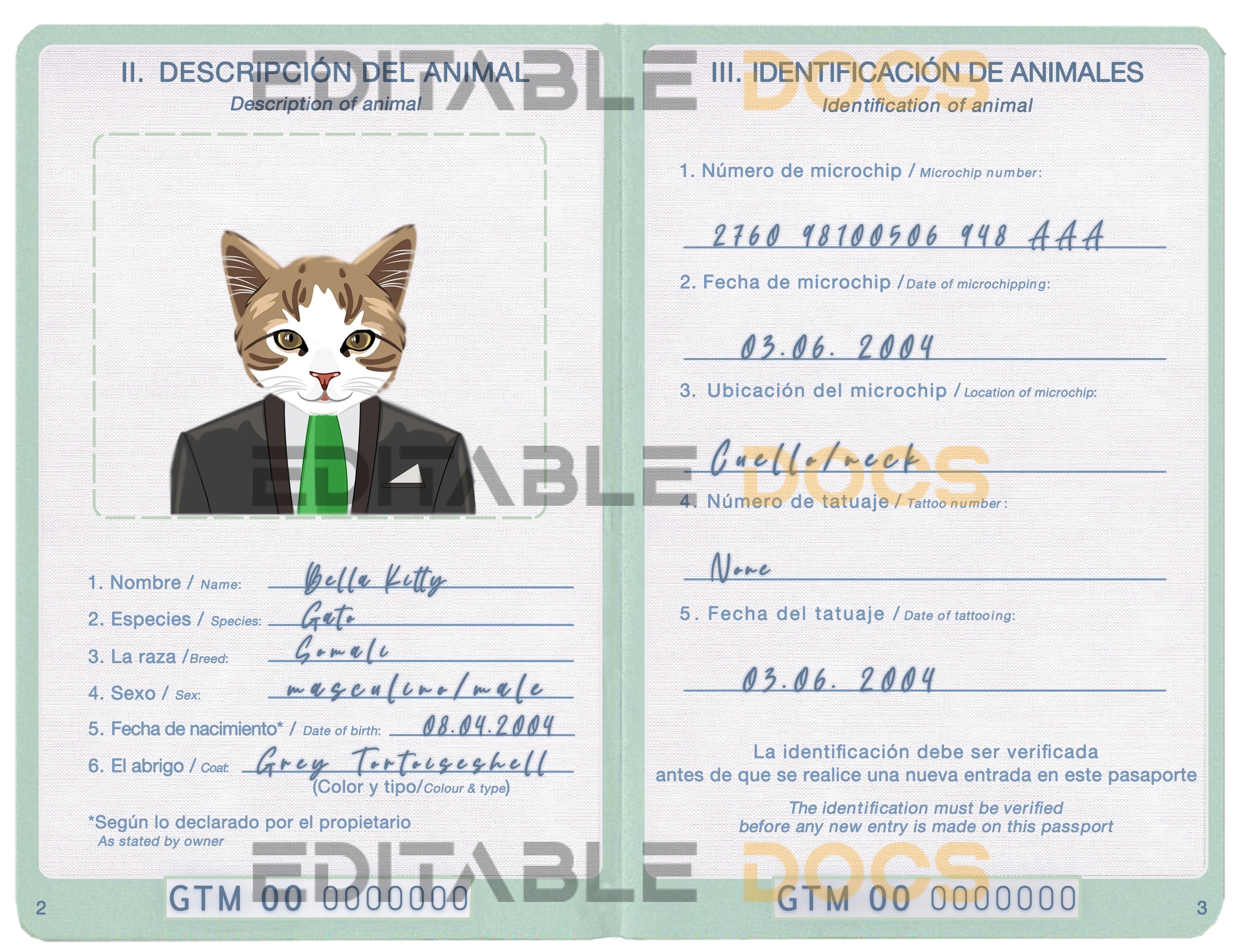 Guatemala cat Fake PSD Passport | Instant Download