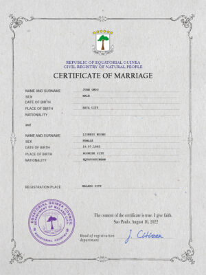 Guatemala marriage certificate Word and PDF template, completely editable