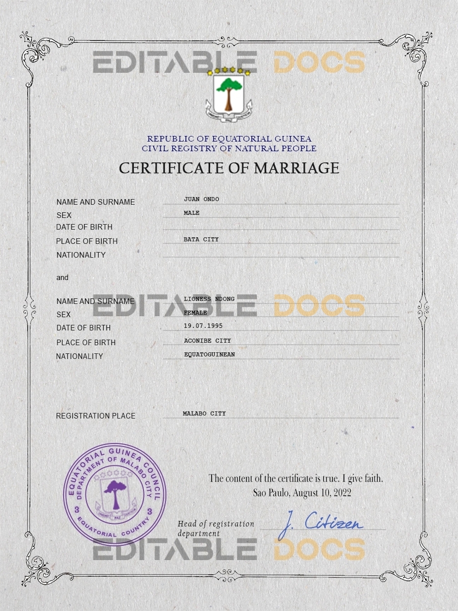 Guatemala Marriage Certificate | Editable PSD Templates