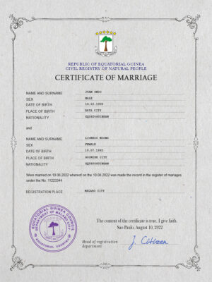 Guinea Marriage Certificate Editable PSD Templates