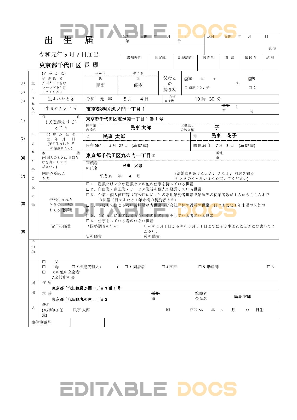 Authentic Japan Birth Certificate Template | Customize and Download Online