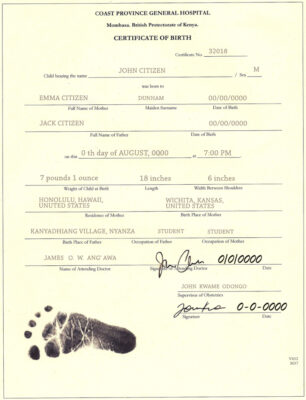 Authentic Kenya Birth Certificate Template | Customize and Download Online