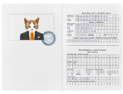 Kyrgyzstan cat Fake PSD Passport | Instant Download