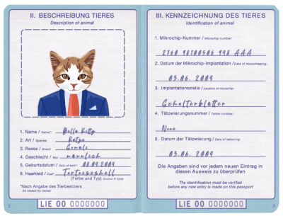 Liechtenstein cat Fake PSD Passport | Instant Download