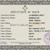 Customizable Maldives Death Certificate PSD Templates | Instant Download