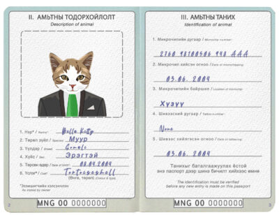 Mongolia cat Fake PSD Passport | Instant Download