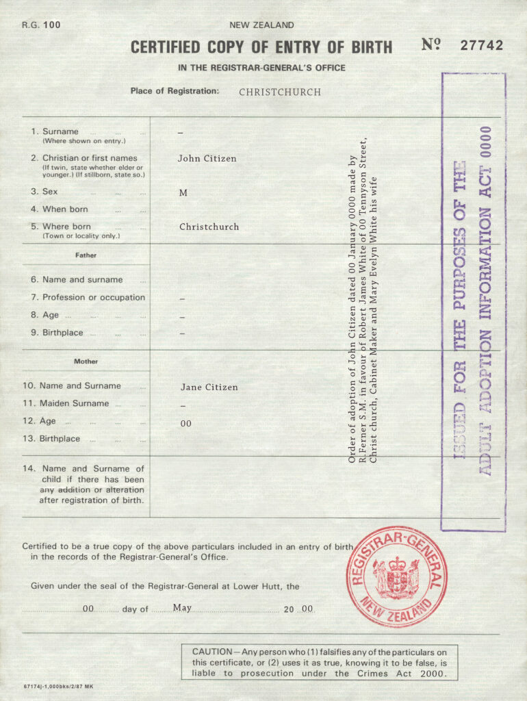 Authentic New Zealand Birth Certificate Template | Customize and Download Online