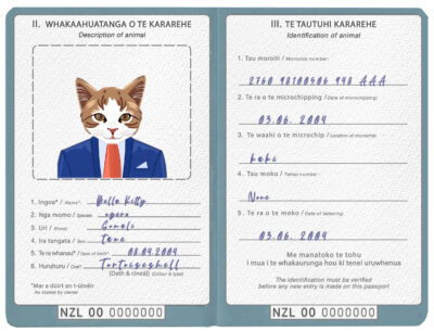 New Zealand cat Fake PSD Passport | Instant Download