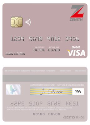 Fillable Nigeria Zenith Bank Plc visa debit card Templates