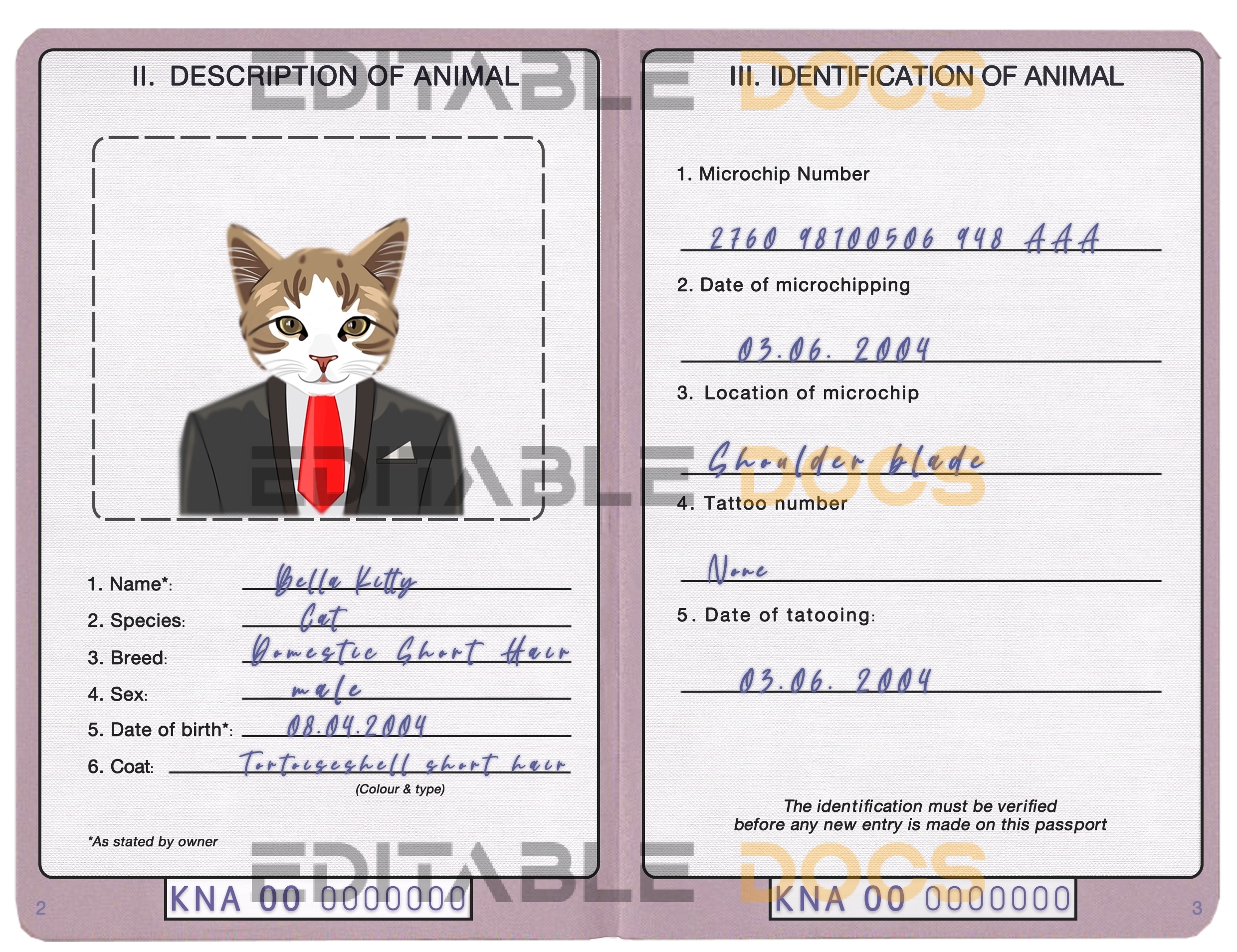 Saint Kitts and Nevis cat Fake PSD Passport | Instant Download