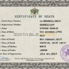 Customizable Saint Lucia Death Certificate PSD Templates | Instant Download