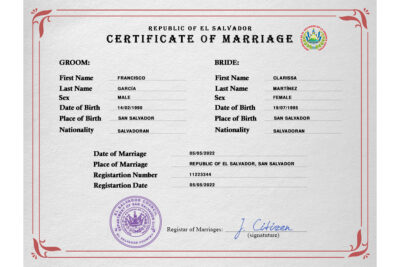 Salvador marriage certificate PSD template, fully editable
