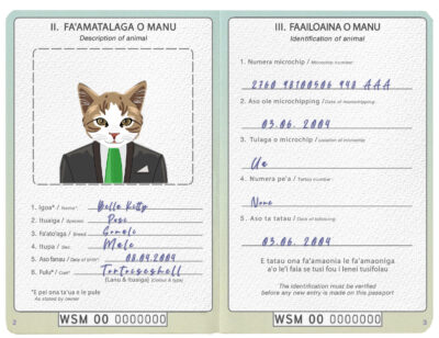 Samoa cat Fake PSD Passport | Instant Download