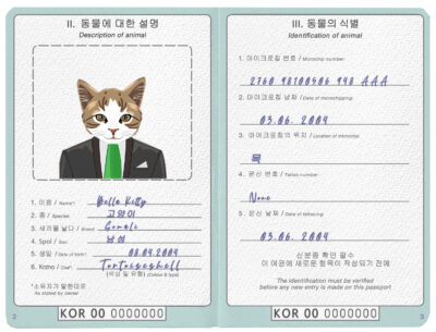 South Korea cat Fake PSD Passport | Instant Download