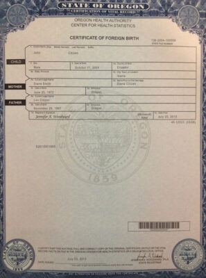Authentic USA Oregon Birth Certificate Template | Customize and Download Online