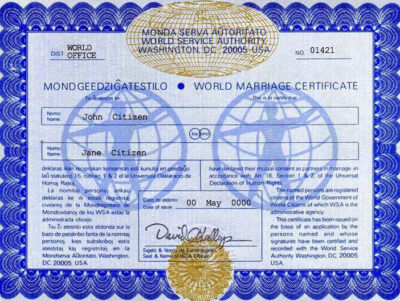 USA Washington world Marriage Certificate Editable PSD Templates