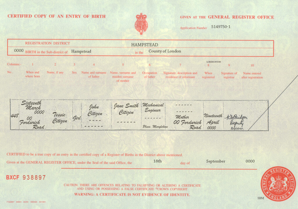 Authentic United Kingdom Birth Certificate Template | Customize and Download Online