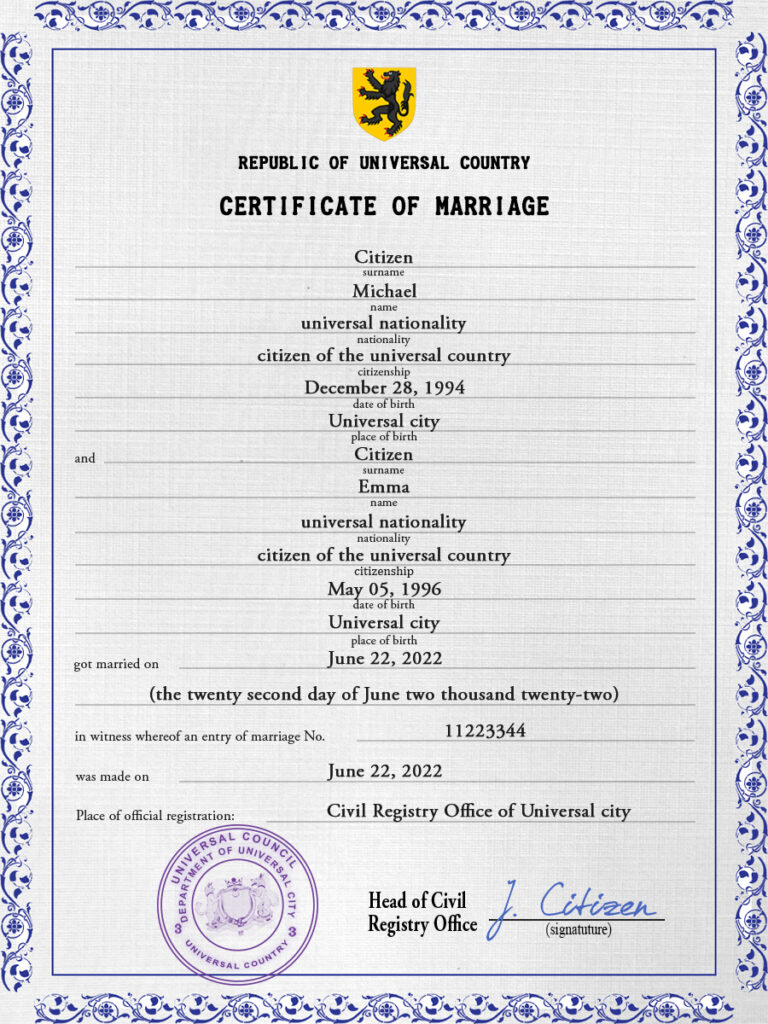 acute project Marriage Certificate psd