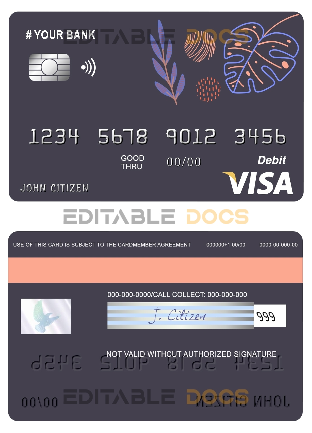 Fillable amaze creative universal visa card Templates | Layer-Based PSD
