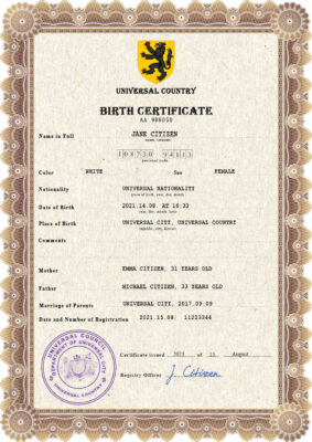 Authentic ammo universal Birth Certificate PSD Template