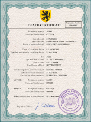 # apex vital record death certificate universal PSD template