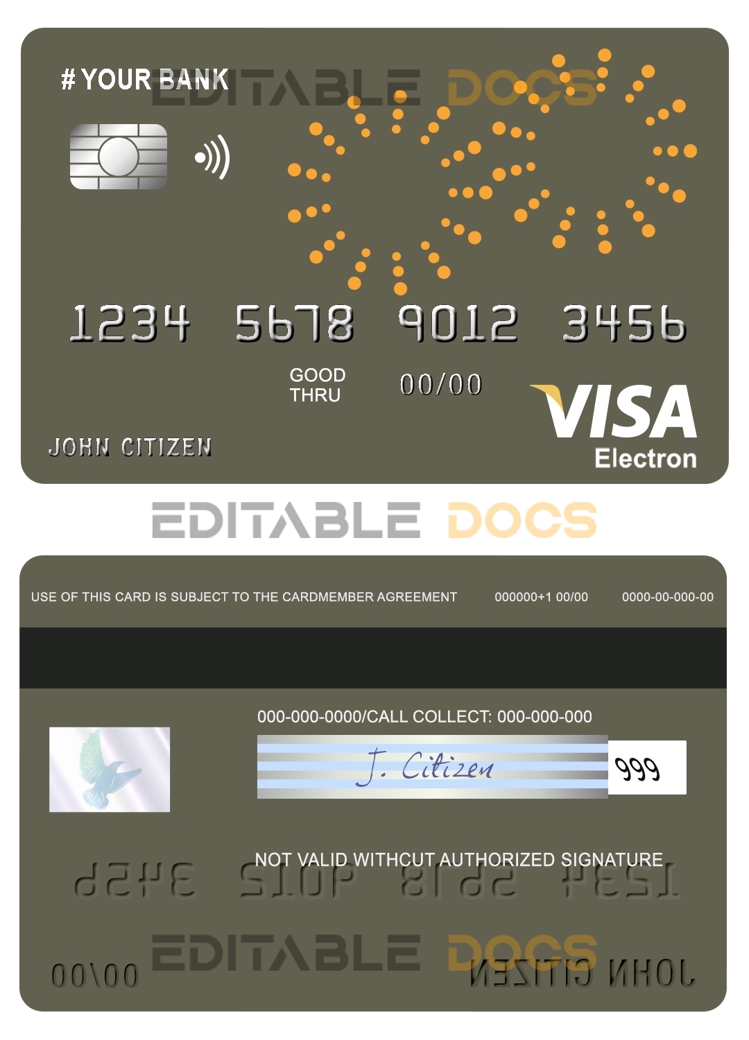 Editable artsy line universal visa electron card Templates in PSD Format