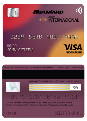 Editable banco internacional bank ecuador visa signature card Templates