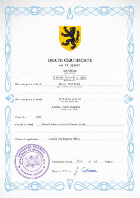 Customizable Blackout Universal Death Certificate PSD Templates