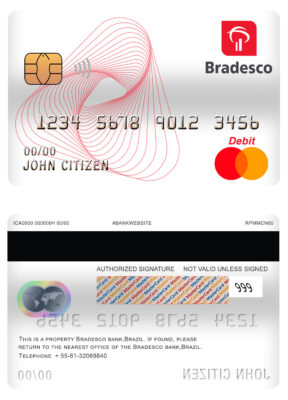 Editable bradesco brasil bank master debit card Templates