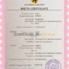 Authentic busk universal Birth Certificate PSD Template | Customize and Download Online