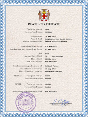 Customizable Certificate Leader Universal Death Certificate PSD Templates