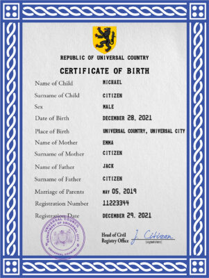 Authentic certificatetastic universal Birth Certificate PSD Template