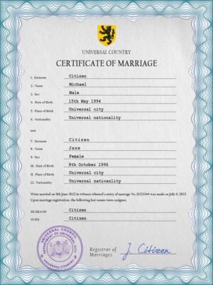 cherish universal Marriage Certificate