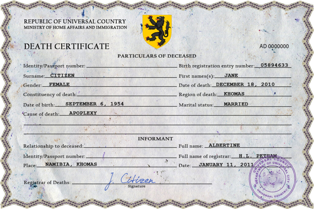 # click vital record death certificate universal PSD template
